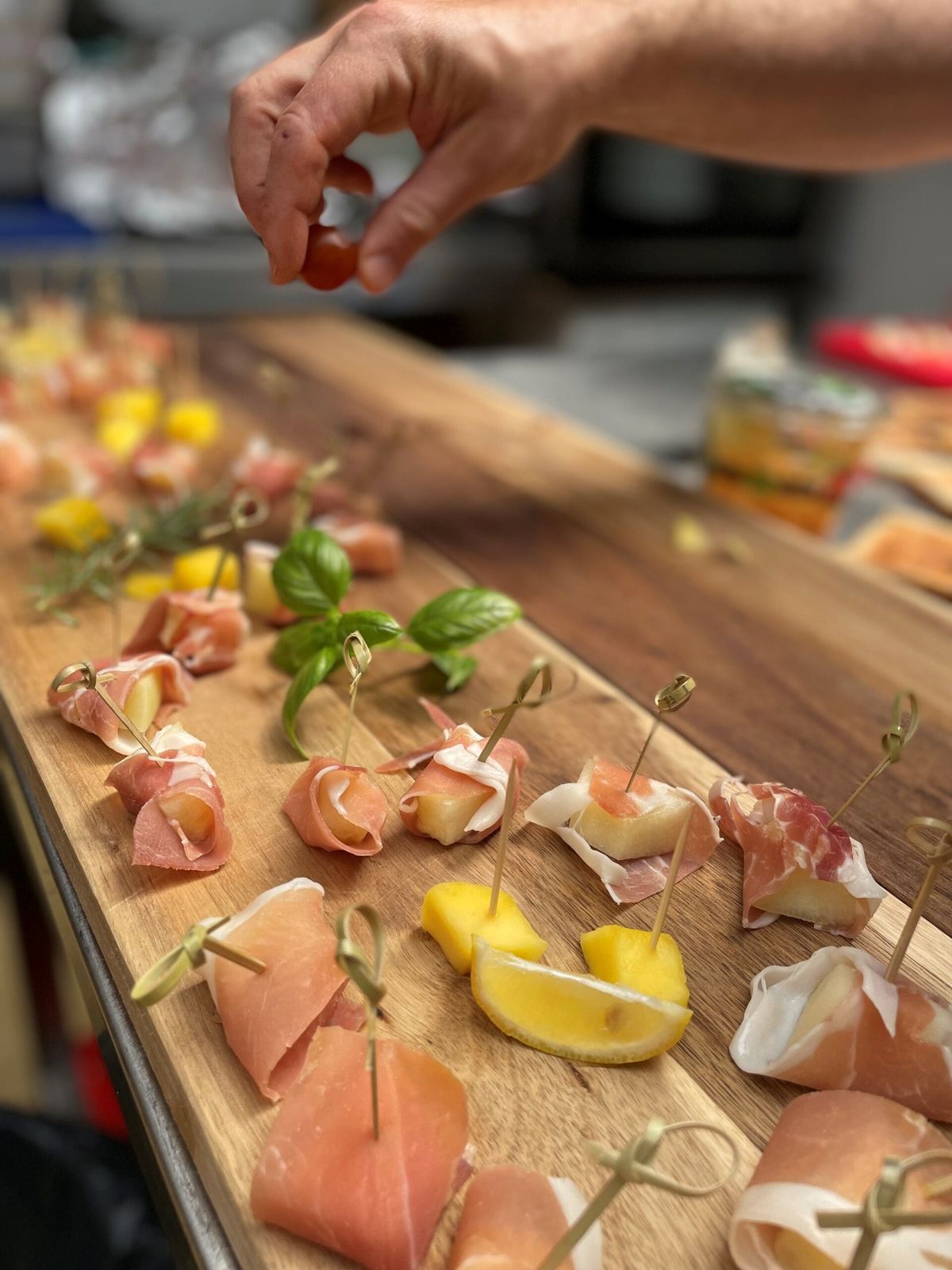 Schotel met parmaham en meloen